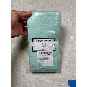 Chambray Slub Cloth Dinner Napkins Set of 6 Aqua 20x20 100% Cotton Hotel Quality